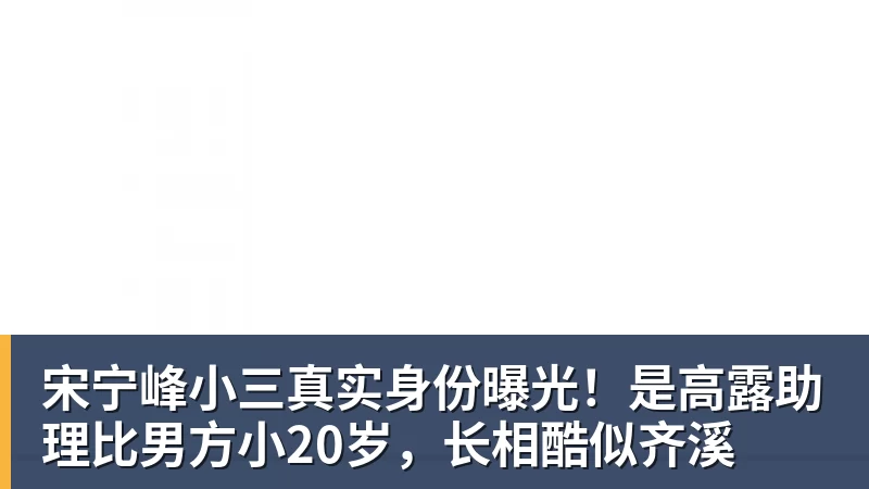 九游体育宋宁峰小三真实身份曝光!是高露助理比男方小20岁,长相酷似齐溪