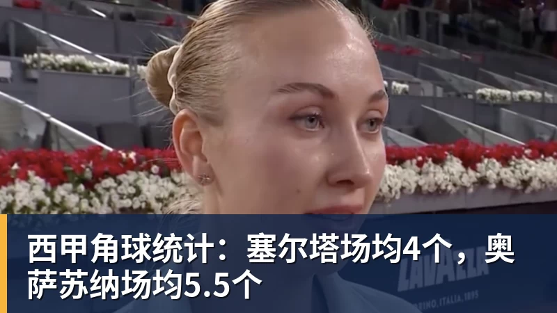 九游体育西甲角球统计：塞尔塔场均4个，奥萨苏纳场均5.5个